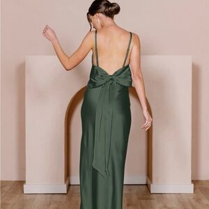 Revelry Deep Olive Green Steph Satin Dress